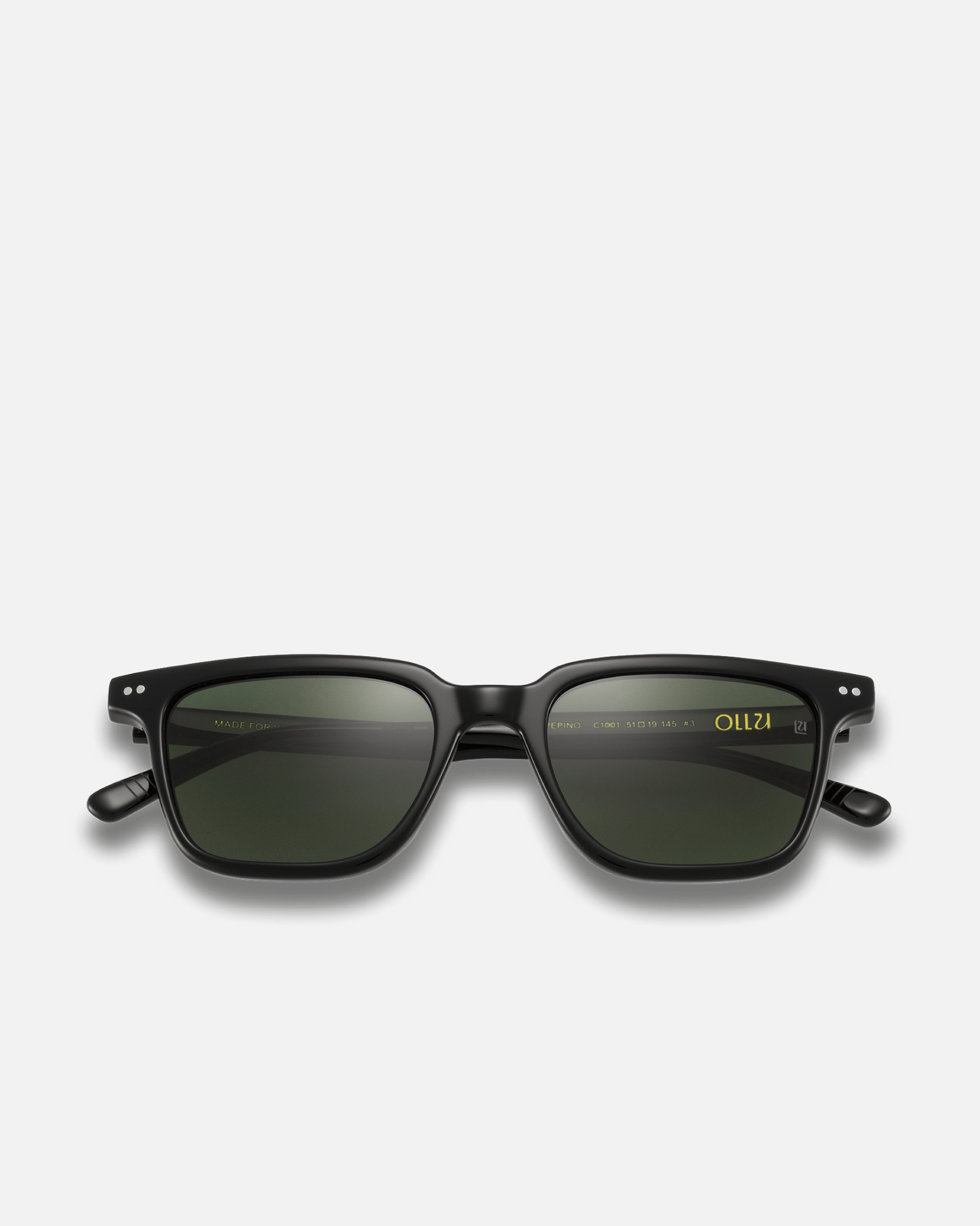 OLLU PEPINO - BLACK black Lens| Rectangular-Shaped| Bio-Acetate