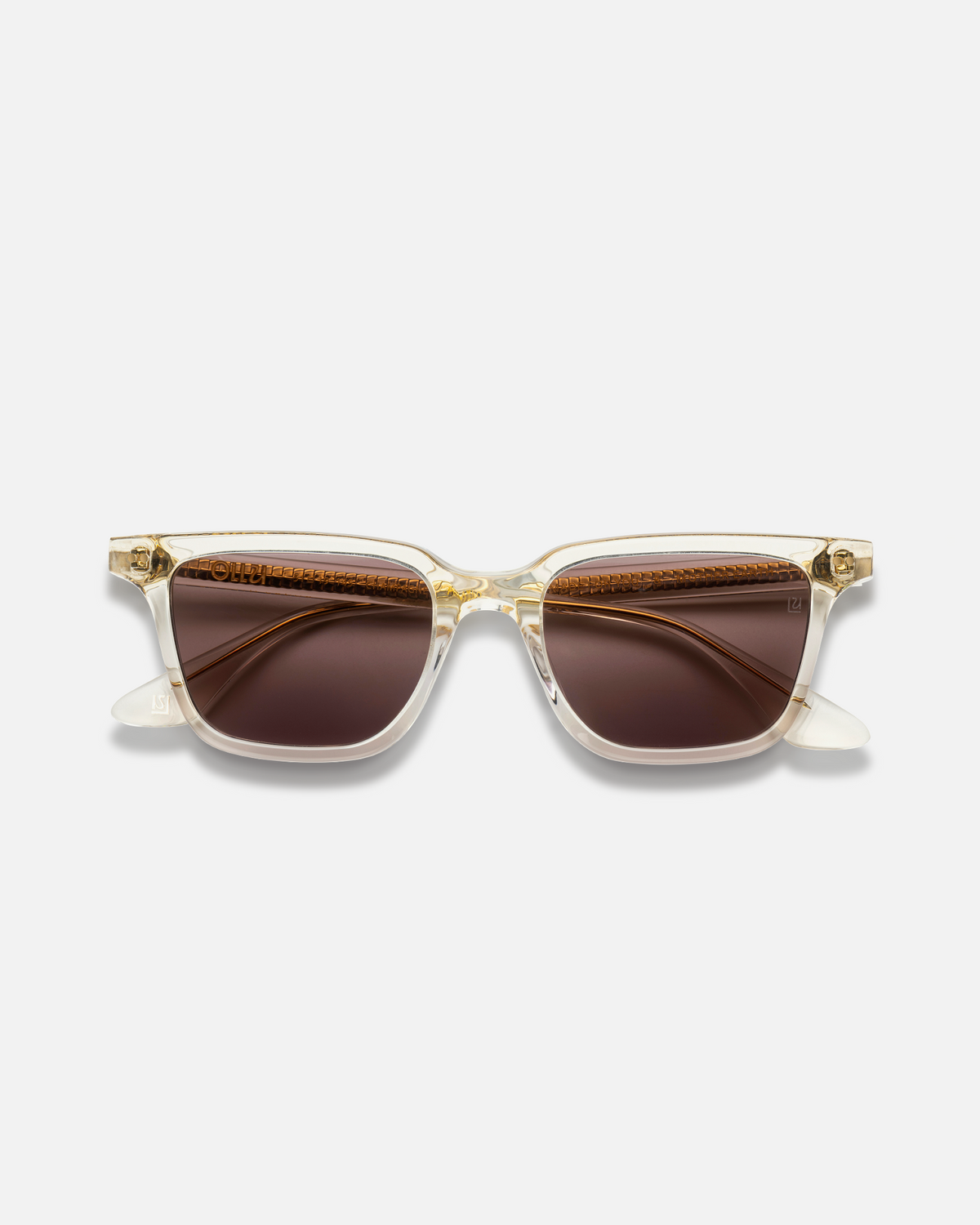 Pepino clear rectangle sunglasses with brown lenses, front view