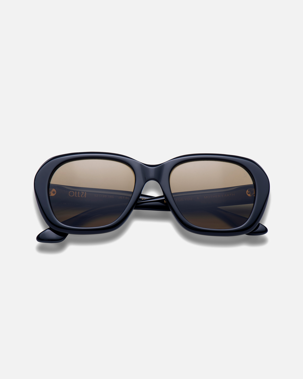 Tamar black round sunglasses with brown lenses, front view