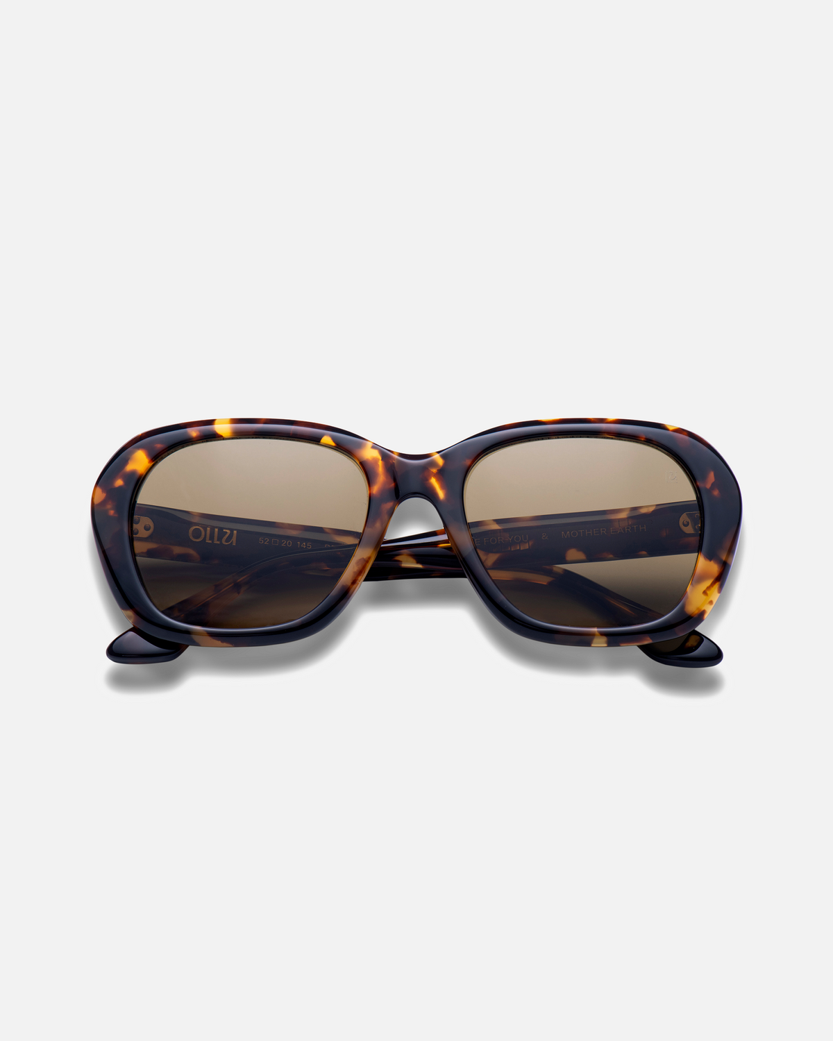 Tamar dark tortoise round sunglasses with brown lenses, front view