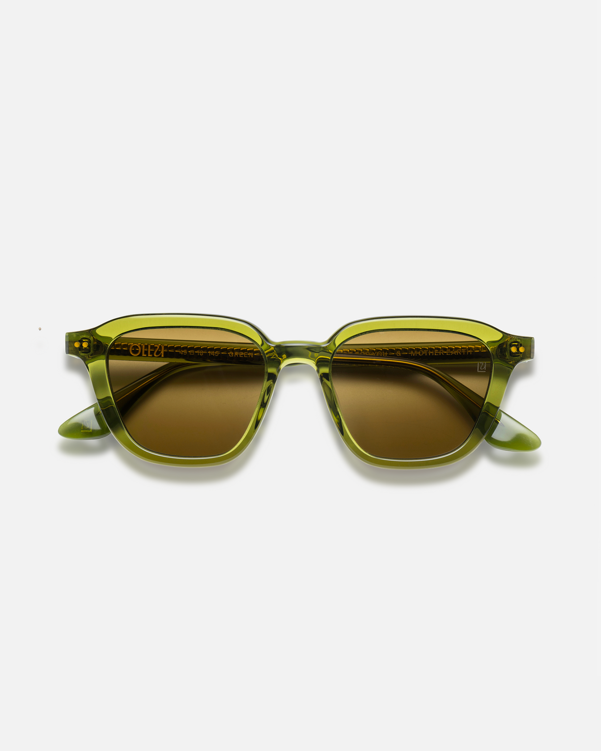 Yuzu green rounded square sunglasses with brown lenses, front view