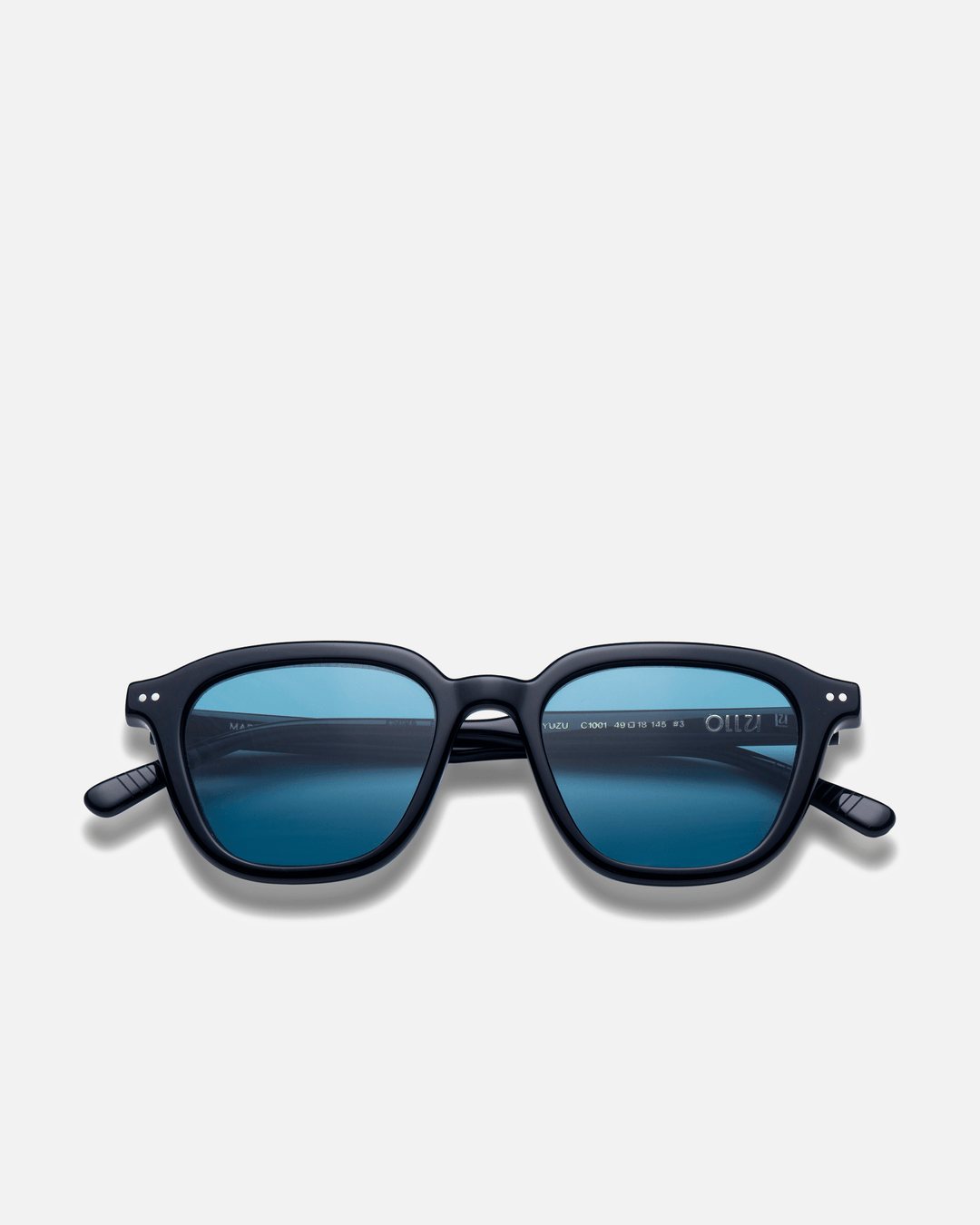 YUZU Bio-Acetate Wayfarer Frame Sunglasses for Men & Women | Black (Blue lens) | Sunnies Collection | OLLU