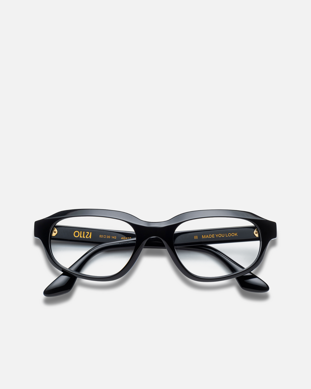 Agaté black oval cat-eye eyeglasses, front view