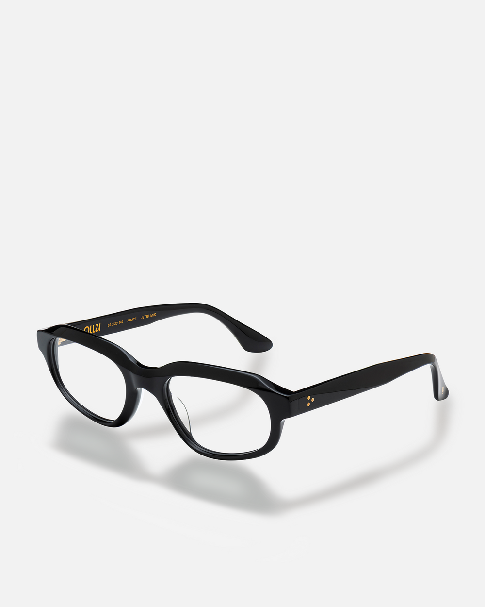 Agaté black oval cat-eye eyeglasses, side view