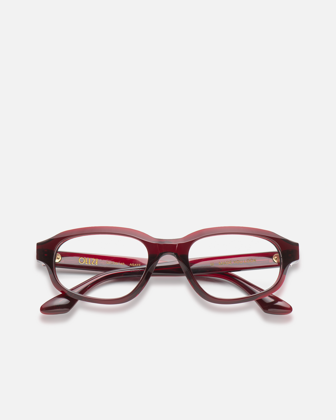 Agaté burgundy oval cat-eye eyeglasses, front view