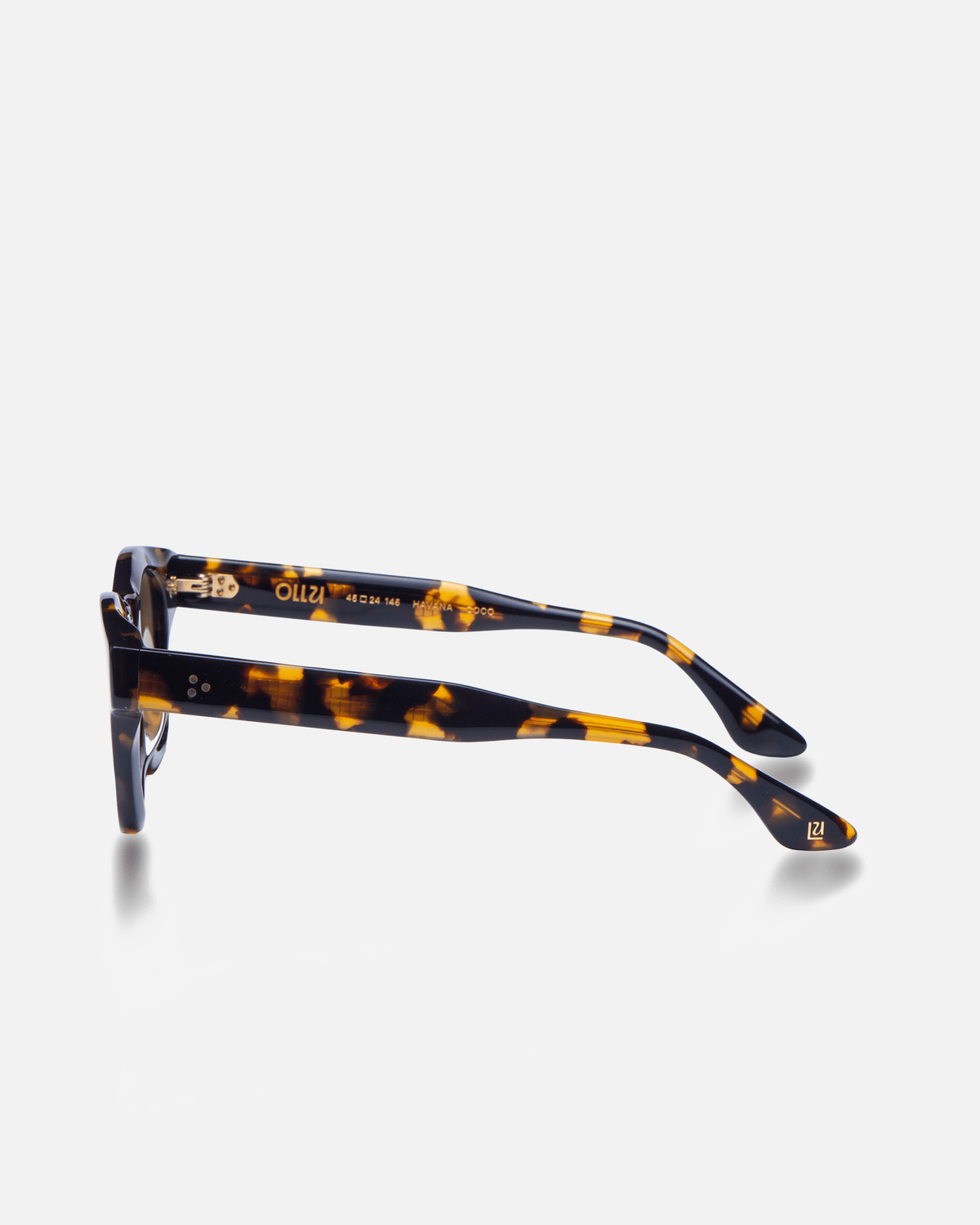 Coco tortoise round sunglasses with green lenses, angled view