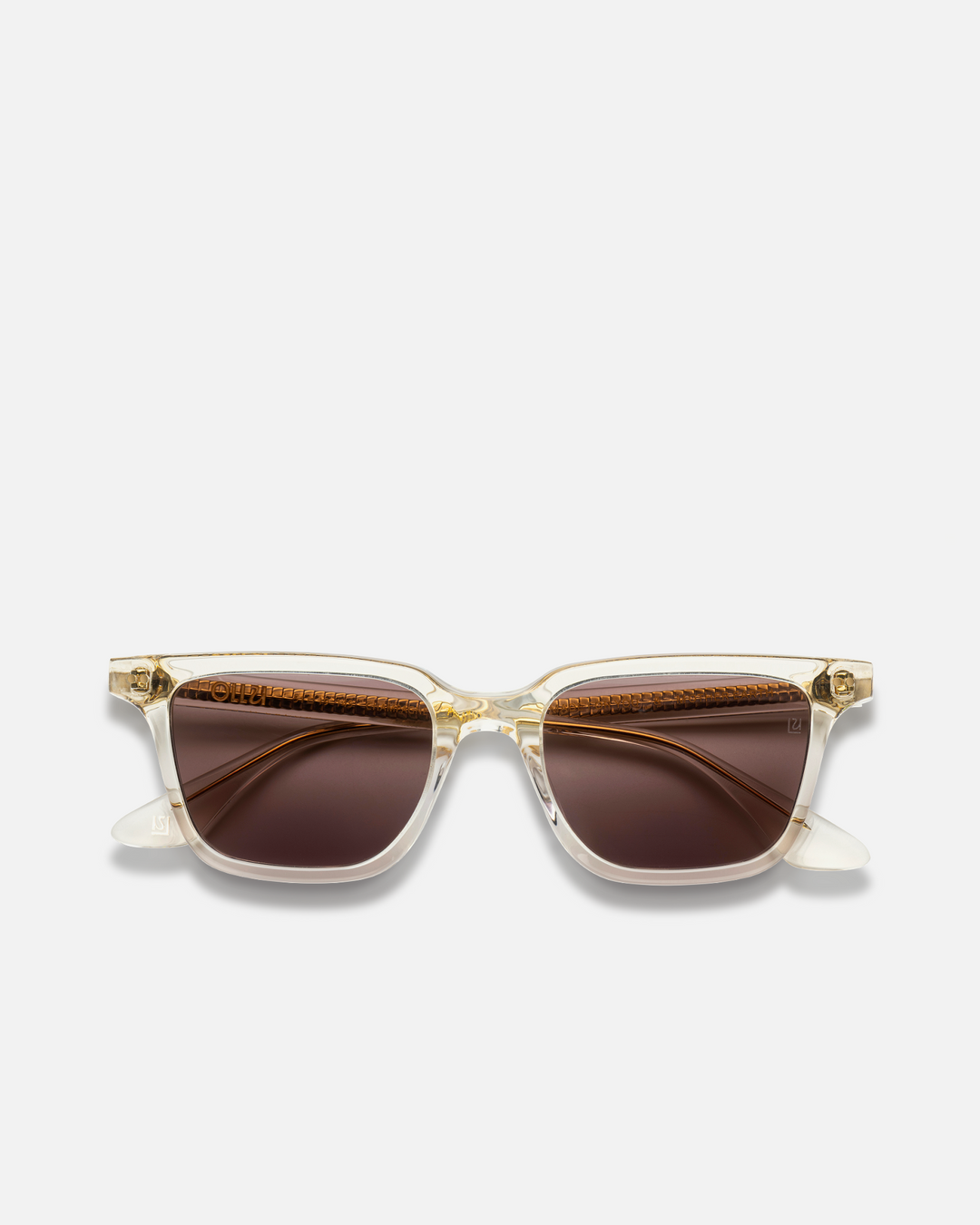 Pepino clear rectangle sunglasses with brown lenses, front view