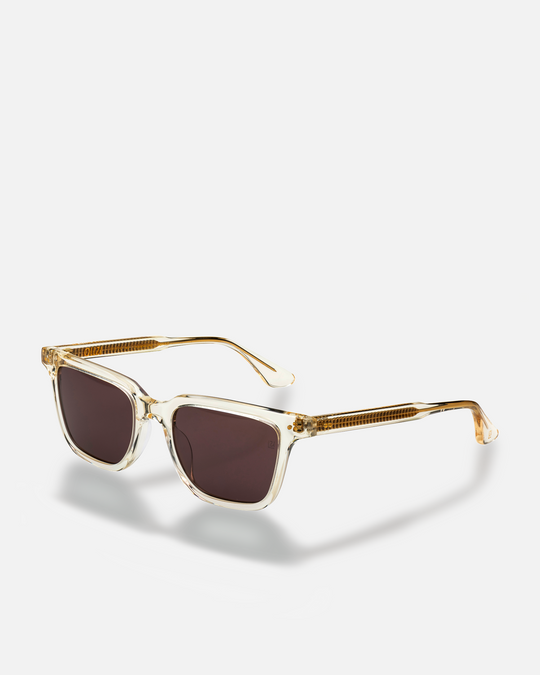 Pepino clear rectangle sunglasses with brown lenses, side view