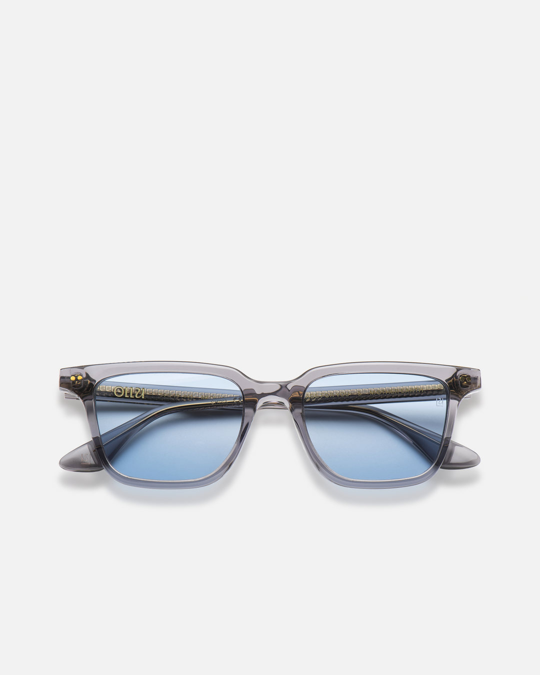 Pepino gray rectangle sunglasses with light blue lenses, front view