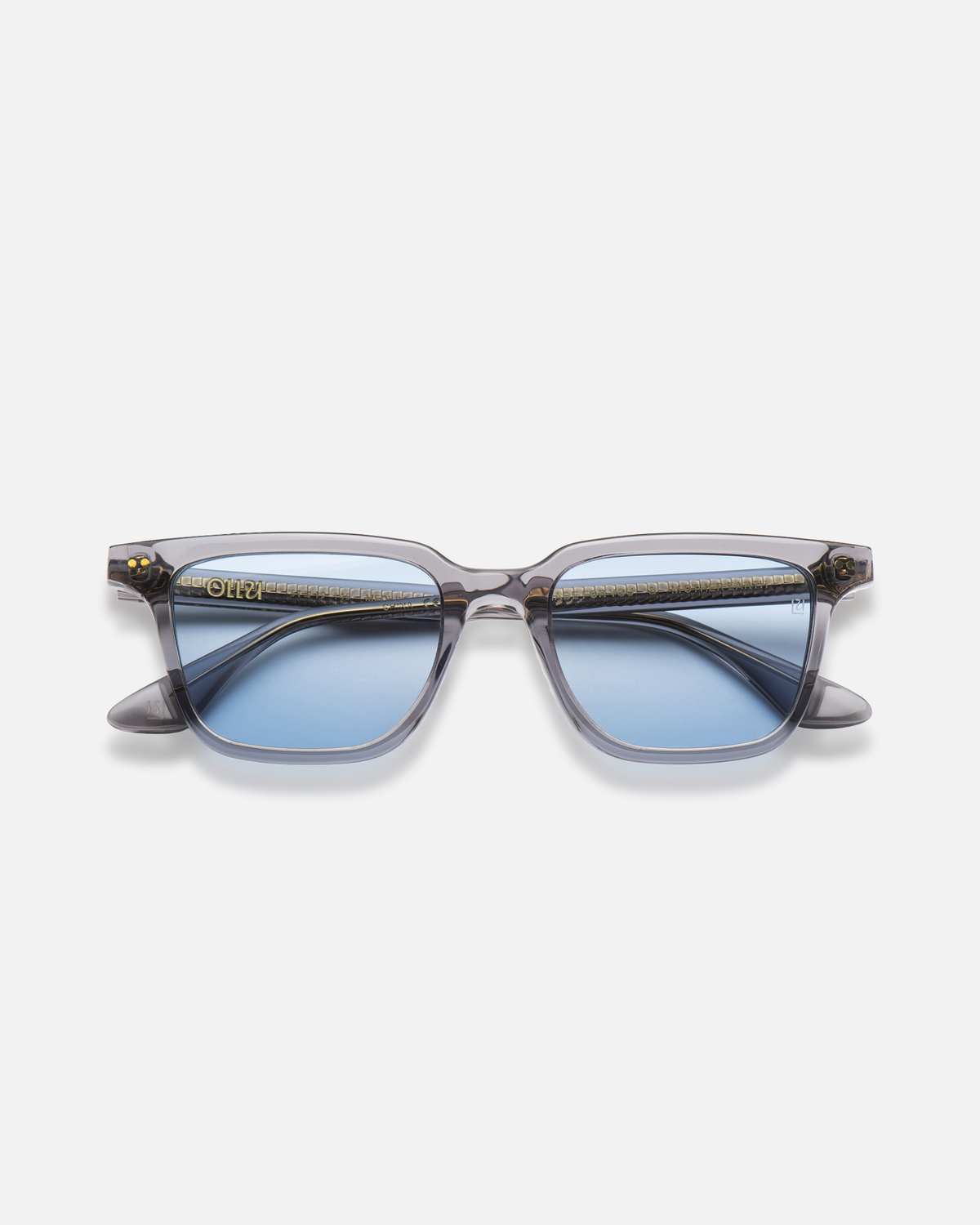 Pepino gray rectangle sunglasses with light blue lenses, front view