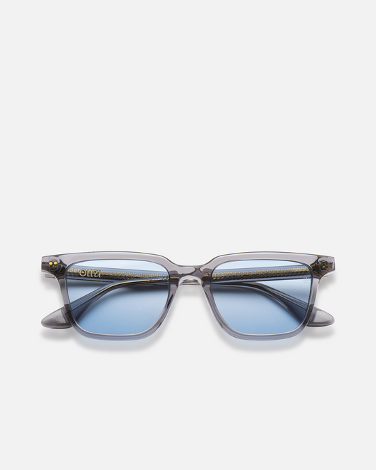 Pepino gray rectangle sunglasses with light blue lenses, front view