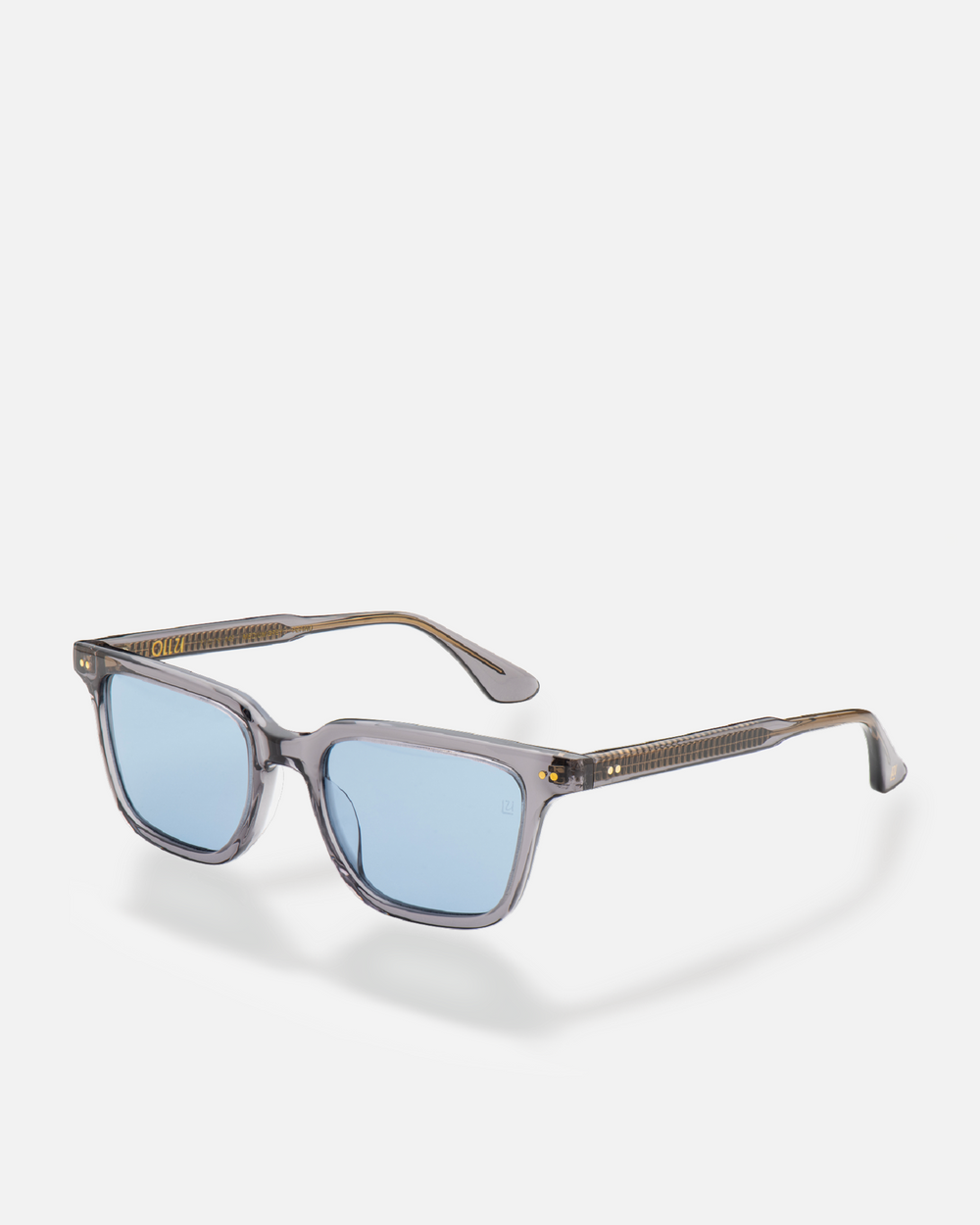 Pepino gray rectangle sunglasses with light blue lenses, side view