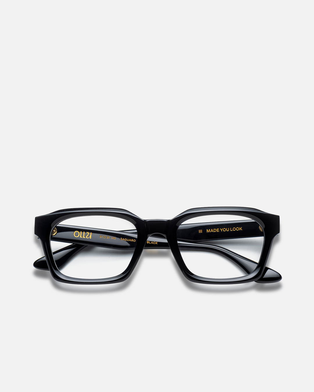 Saguaro black square eyeglasses, front view
