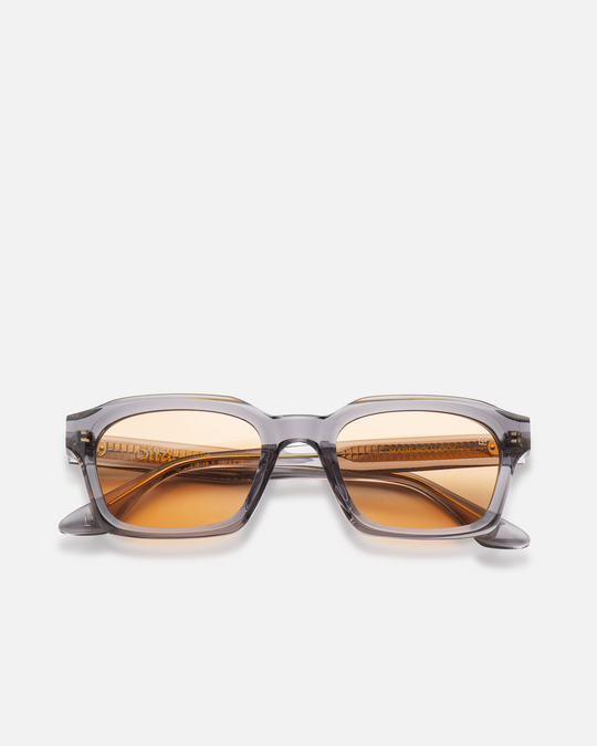 Saguaro gray square sunglasses with orange lenses, front view