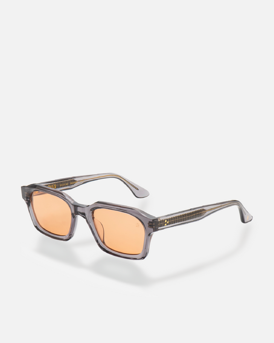 Saguaro gray square sunglasses with orange lenses, side view