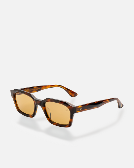 Saguaro tortoise square sunglasses with yellow lenses, side view