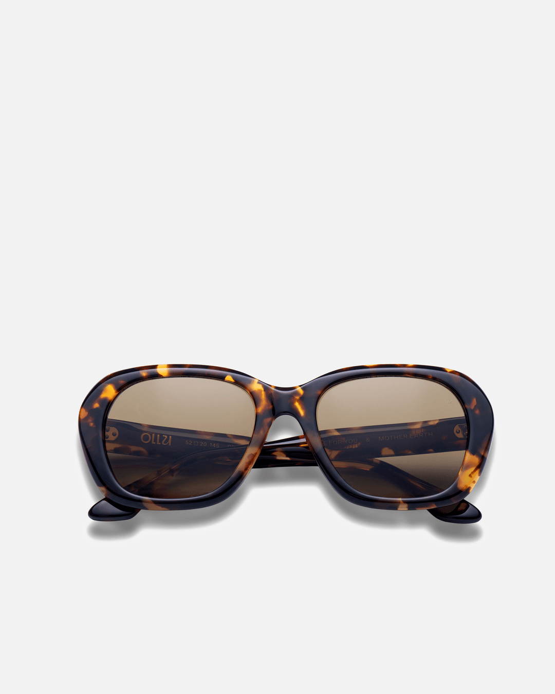 Tamar dark tortoise round sunglasses with brown lenses, front view