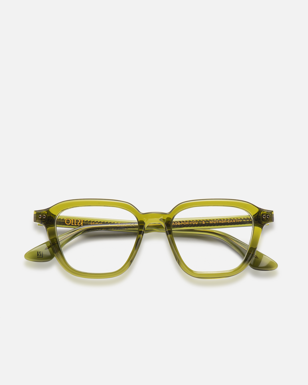 Yuzu green rounded square eyeglasses, front view