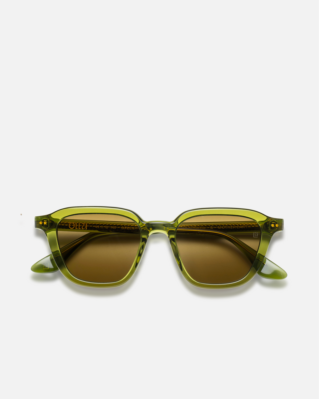 Yuzu green rounded square sunglasses with brown lenses, front view