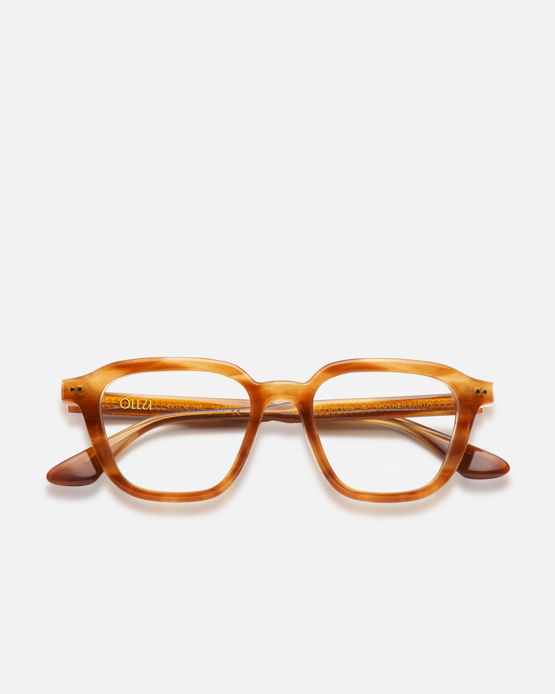 Yuzu light brown rounded square eyeglasses, front view